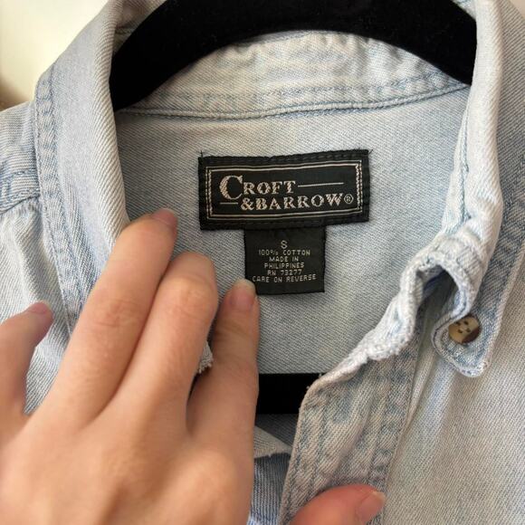 Vintage Croft & Barrow Light Wash Denim Button Down Small 1990s Y2K 2000s Mens - Picture 4 of 5